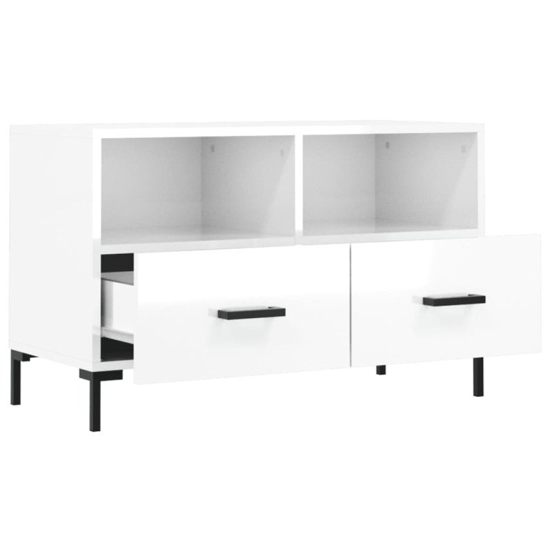 vidaXL TV skrinka lesklá biela 80x36x50 cm spracované drevo