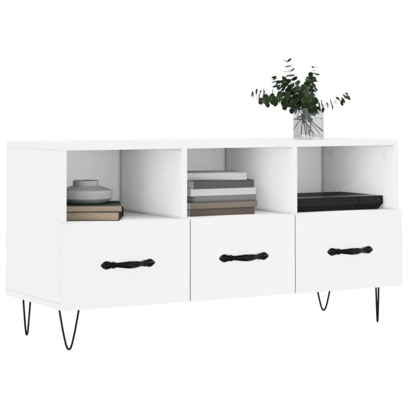 vidaXL TV stolík biely 102x36x50 cm kompozitné drevo