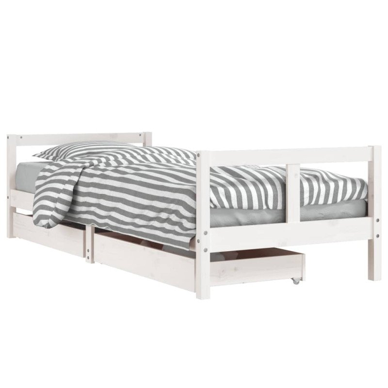 vidaXL Rám detskej postele so zásuvkami biely 80x200 cm mas. borovica