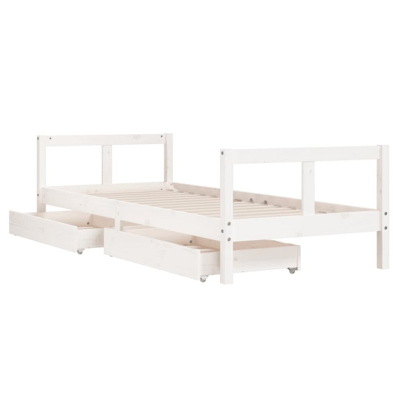 vidaXL Rám detskej postele so zásuvkami biely 80x200 cm mas. borovica