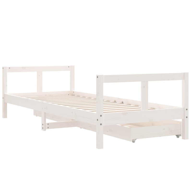 vidaXL Rám detskej postele so zásuvkami biely 80x200 cm mas. borovica
