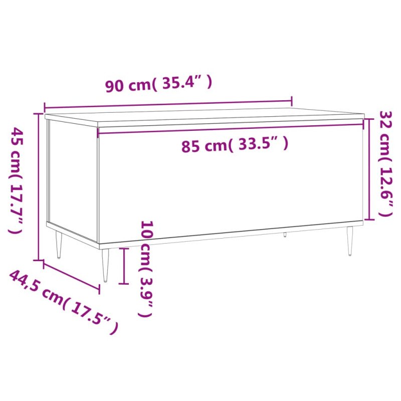 vidaXL Konferenčný stolík hnedý dub 90x44,5x45 cm spracované drevo