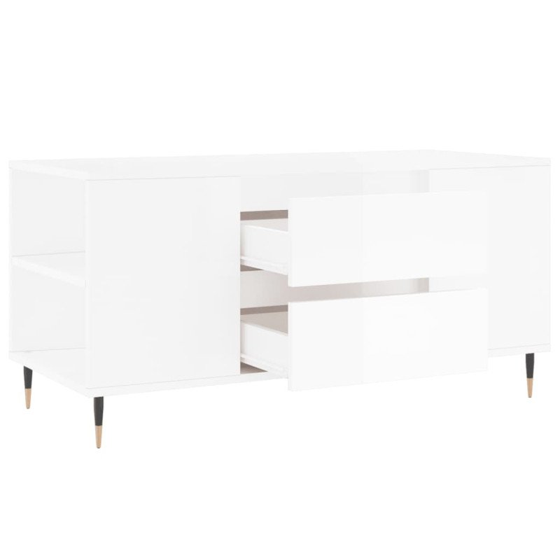 vidaXL Konferenčný stolík lesklý biely 102x44,5x50 cm kompozitné drevo