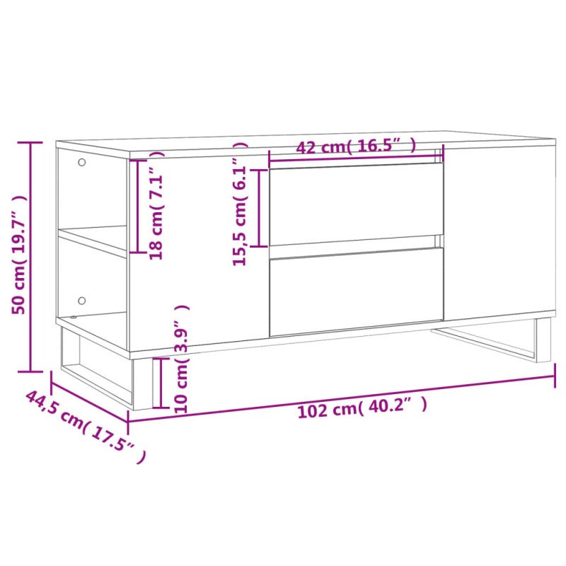 vidaXL Konferenčný stolík dub sonoma 102x44,5x50 cm kompozitné drevo
