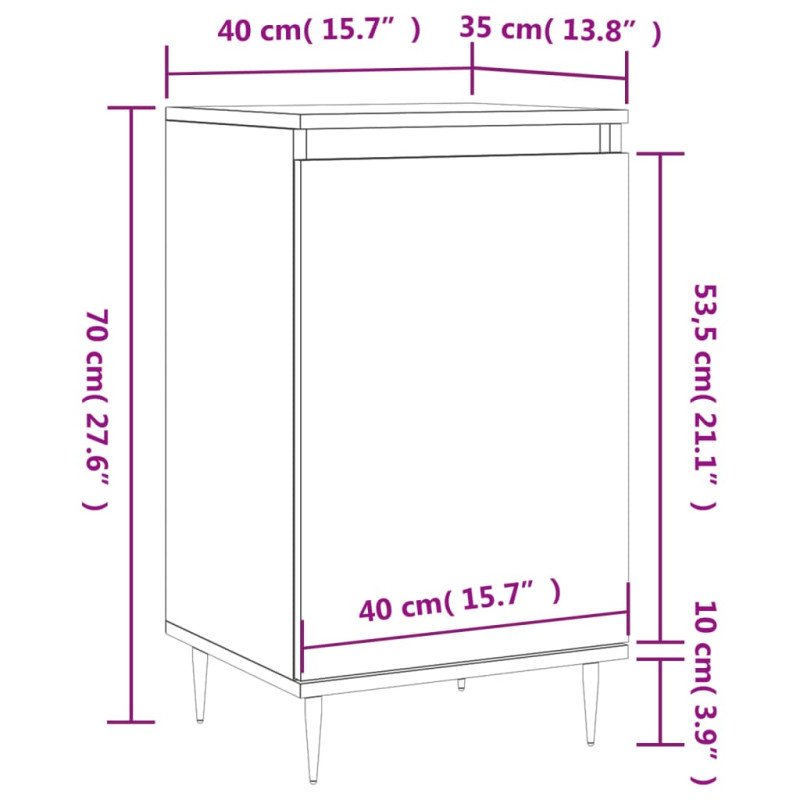 vidaXL Komody 2 ks dymový dub 40x35x70 cm kompozitné drevo