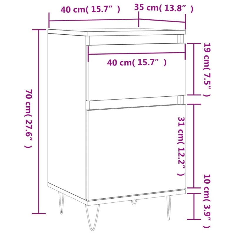 vidaXL Komody 2 ks hnedý dub 40x35x70 cm kompozitné drevo