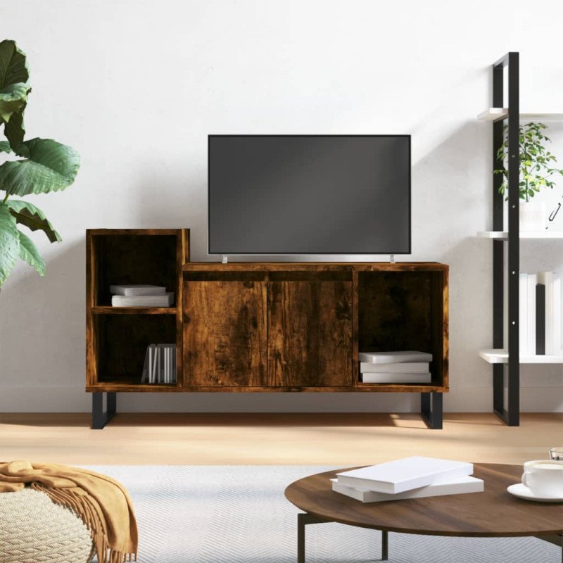 vidaXL TV skrinka dymový dub 100x35x55 cm spracované drevo