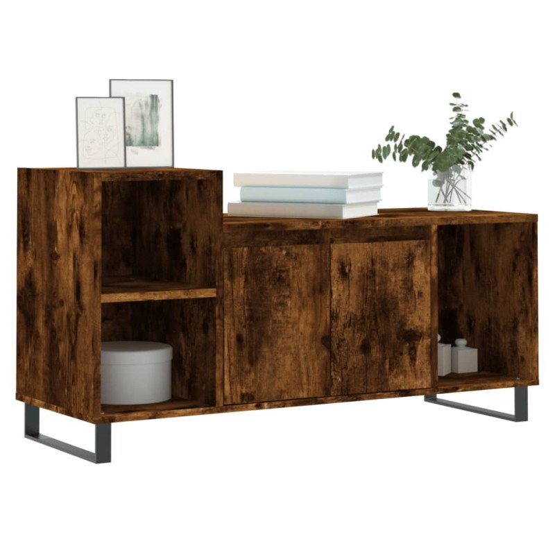 vidaXL TV skrinka dymový dub 100x35x55 cm spracované drevo