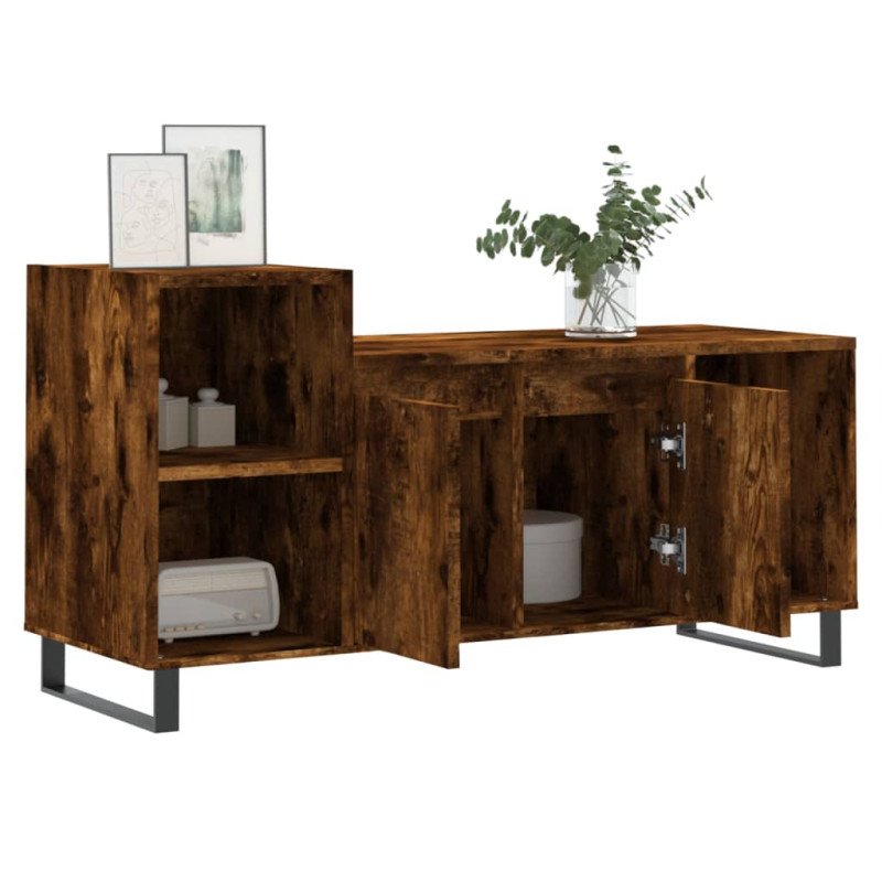 vidaXL TV skrinka dymový dub 100x35x55 cm spracované drevo
