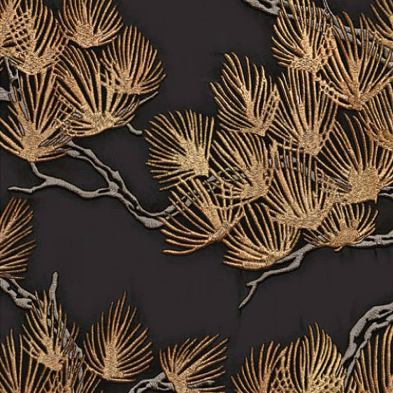DUTCH WALLCOVERINGS Tapeta borovica čierno-zlatá