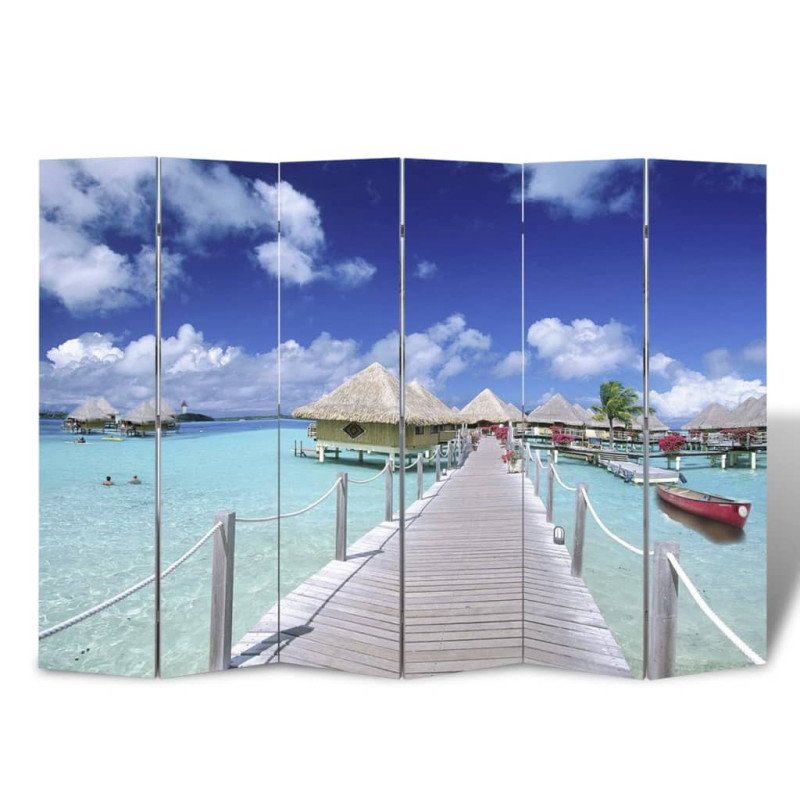 vidaXL Skladací paraván 217x170 cm potlač pláže 