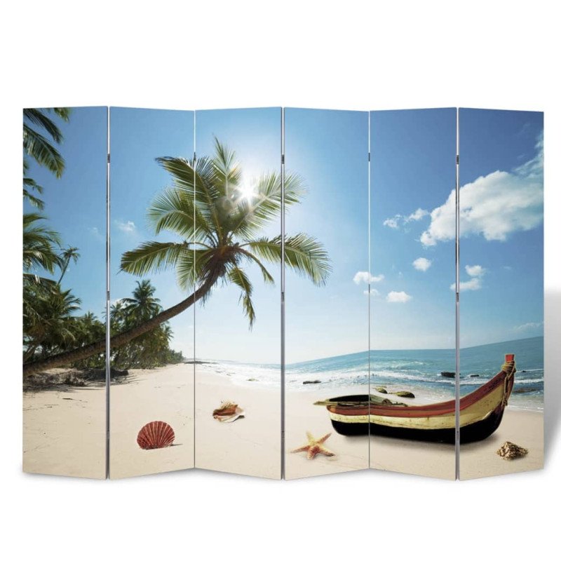 vidaXL Skladací paraván 217x170 cm potlač pláže 