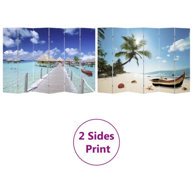 vidaXL Skladací paraván 217x170 cm potlač pláže 