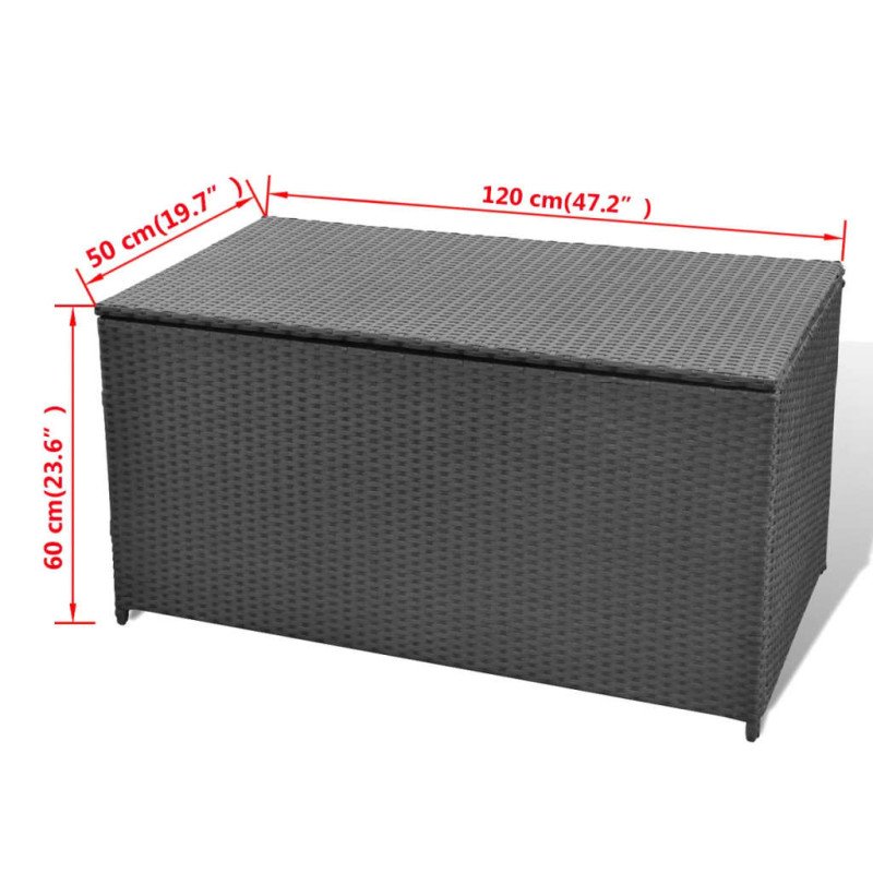 vidaXL Záhradný úložný box čierny 120x50x60 cm polyratanový
