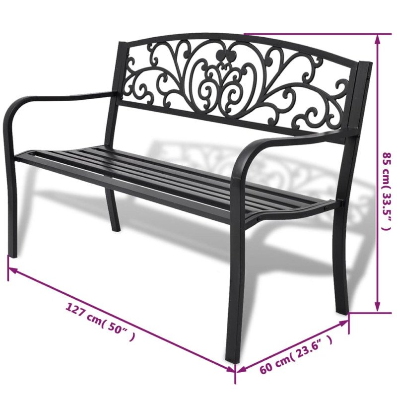 vidaXL Záhradná lavička 127 cm, liatina, čierna