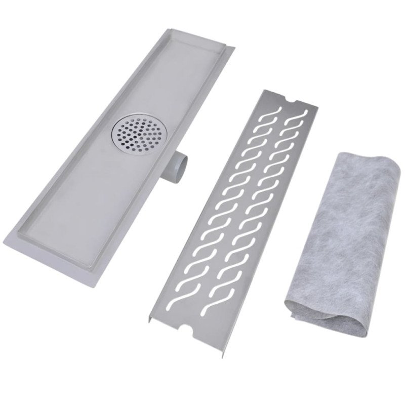 vidaXL Rovný sprchový odtok s vlnkami, 530x140 mm, nerezová oceľ