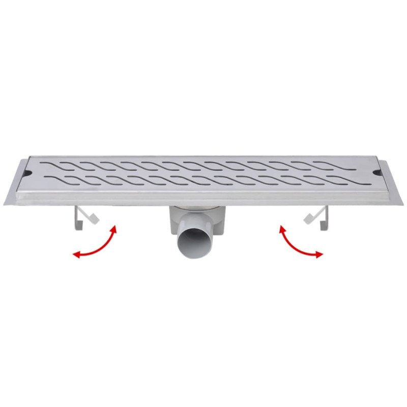 vidaXL Rovný sprchový odtok s vlnkami, 530x140 mm, nerezová oceľ