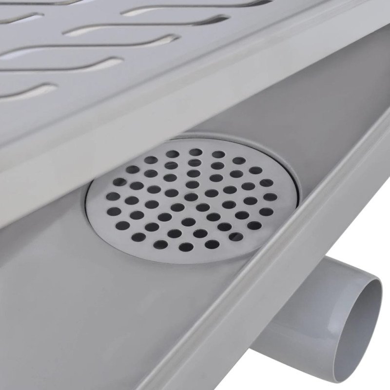 vidaXL Rovný sprchový odtok s vlnkami, 530x140 mm, nerezová oceľ