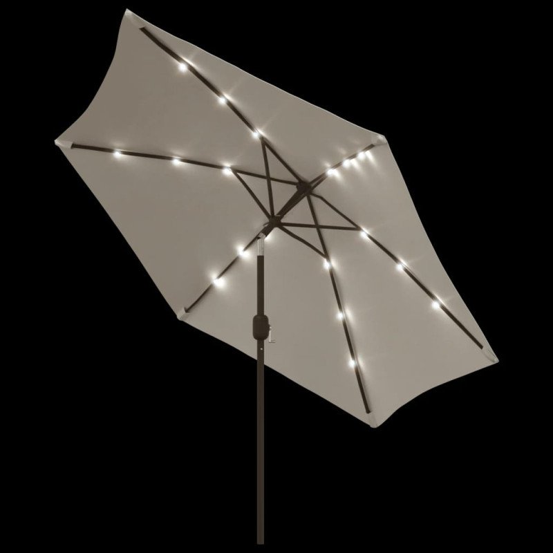 vidaXL Závesný LED slnečník, 3 m, pieskovo biely