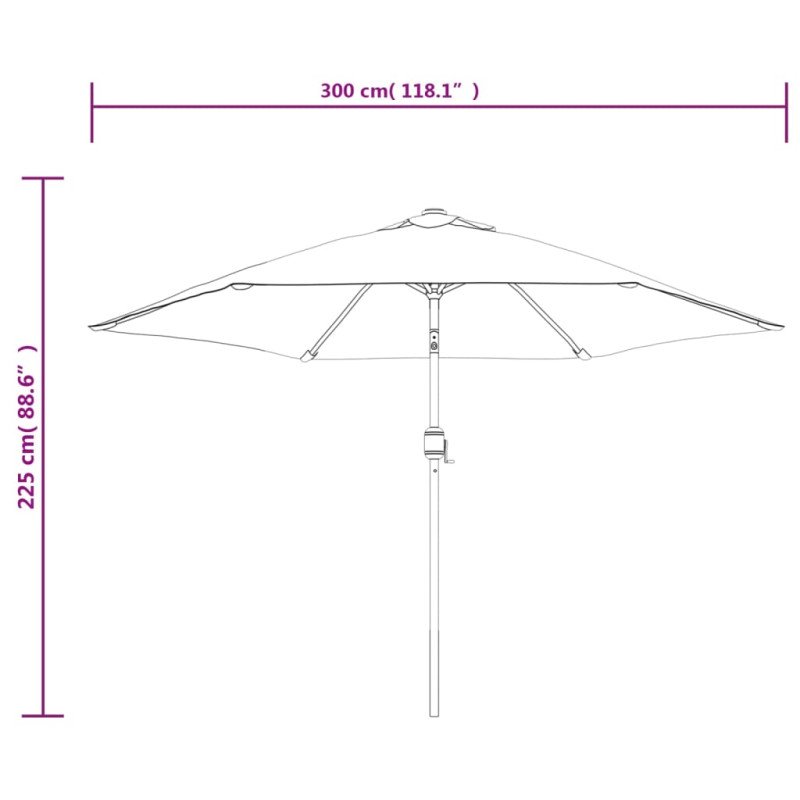vidaXL Závesný LED slnečník, 3 m, pieskovo biely