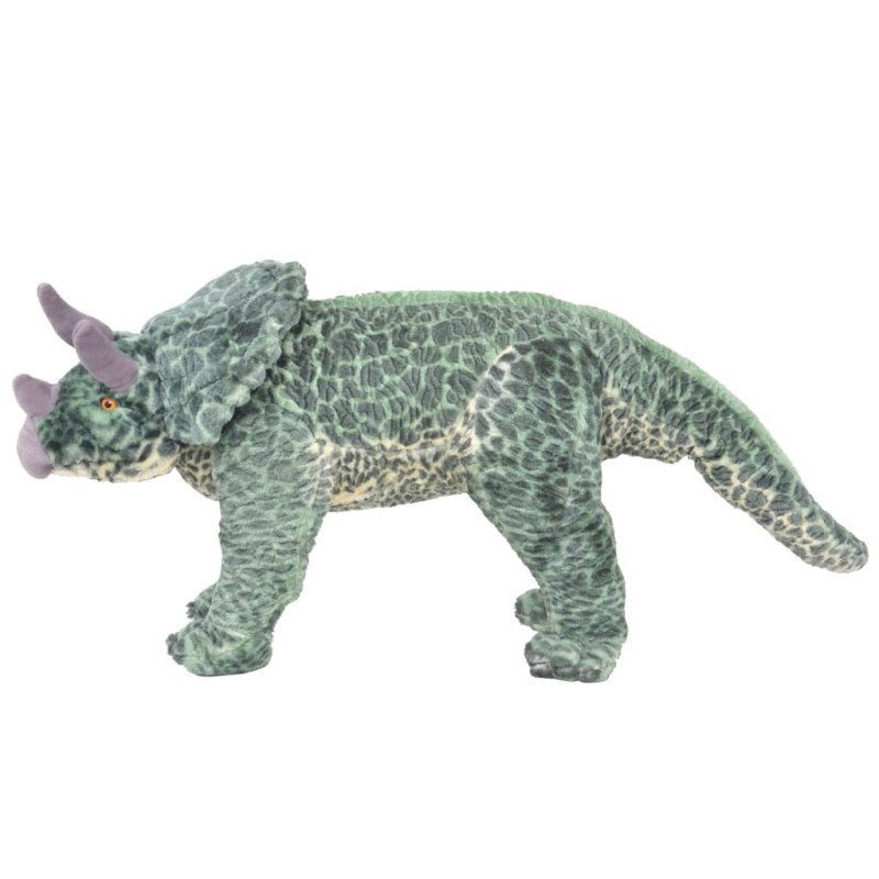 vidaXL Stojaci plyšový hračkársky dinosaurus triceratops, zelený XXL