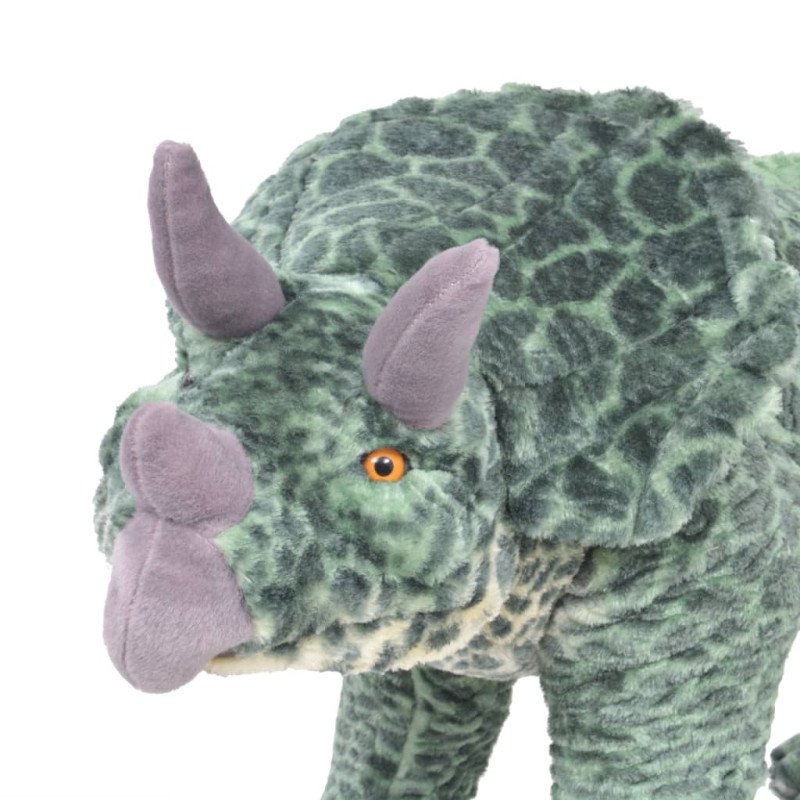 vidaXL Stojaci plyšový hračkársky dinosaurus triceratops, zelený XXL