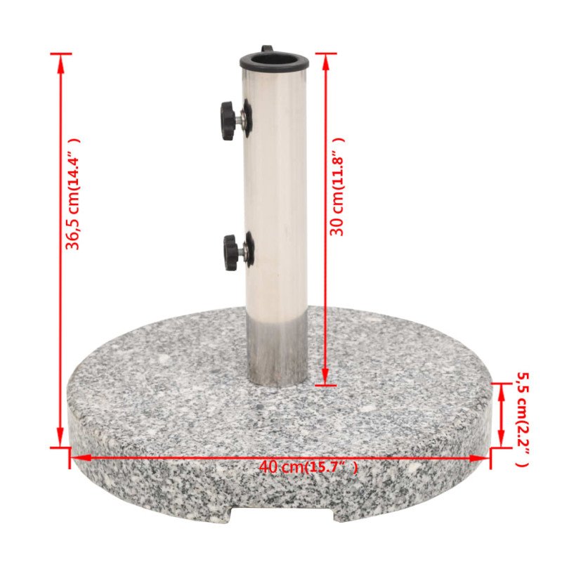 vidaXL Stojan na slnečník, žulový, okrúhly, 20 kg