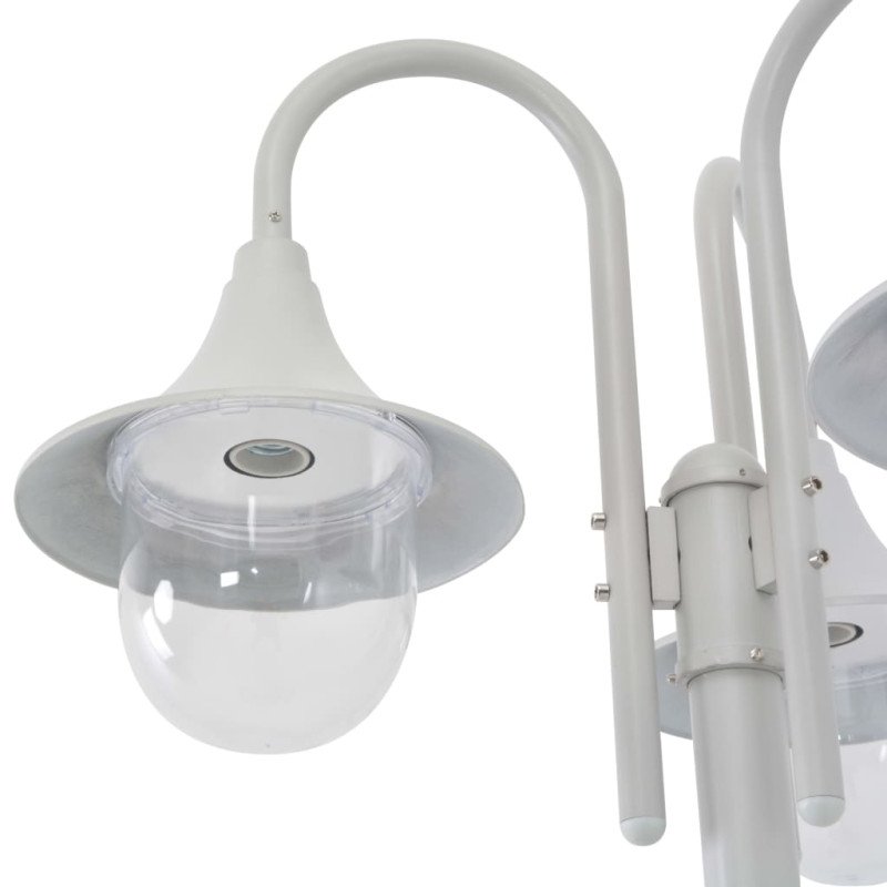 vidaXL Záhradná stĺpová lampa E27 220 cm hliníková 3 lampáše biela