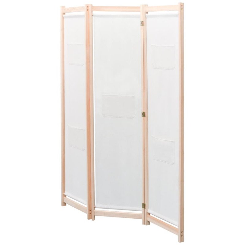 vidaXL Paraván s 3 panelmi, krémový 120x170x4 cm, látka