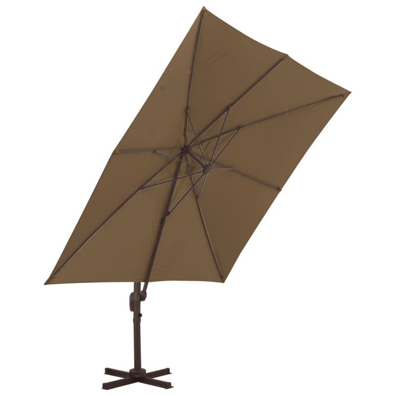vidaXL Závesný slnečník s hliníkovou tyčou 300x300 cm hnedo-sivý
