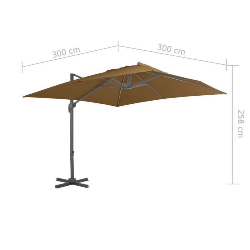 vidaXL Závesný slnečník s hliníkovou tyčou 300x300 cm hnedo-sivý