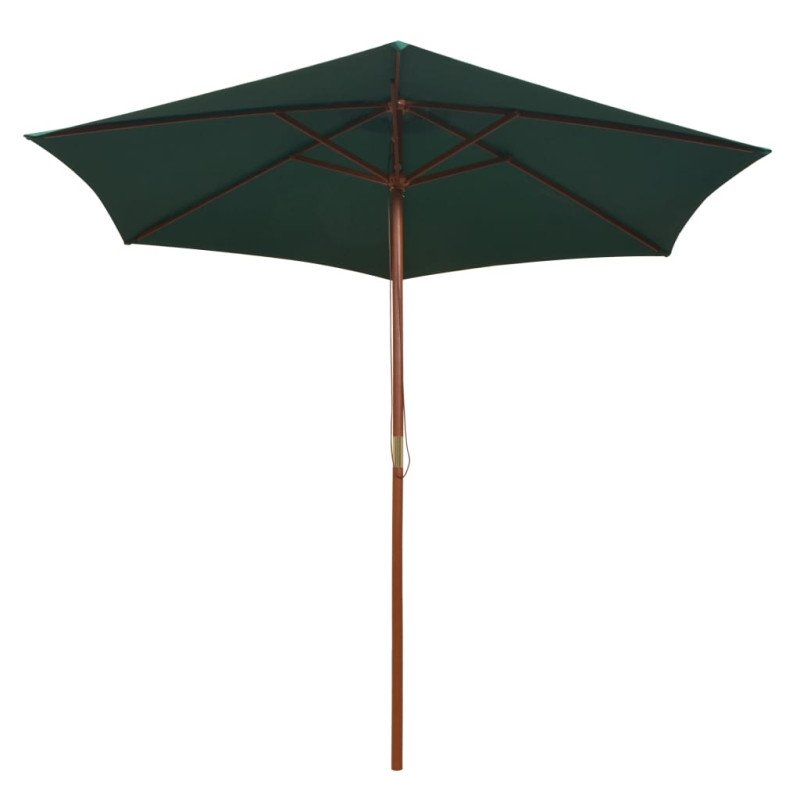 vidaXL Slnečník 270x270 cm, drevená tyč, zelený