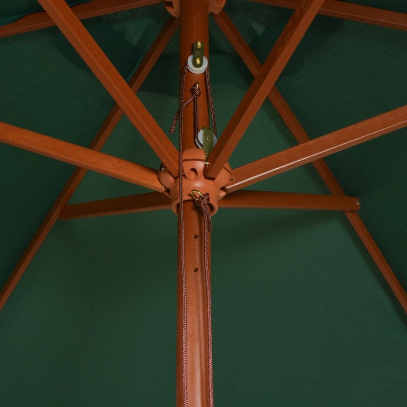 vidaXL Slnečník 270x270 cm, drevená tyč, zelený