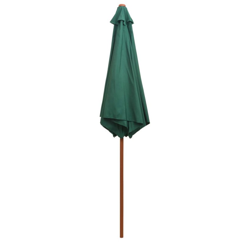 vidaXL Slnečník 270x270 cm, drevená tyč, zelený