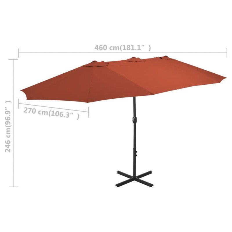 vidaXL Vonkajší slnečník s hliníkovou tyčou 460x270cm terakotový