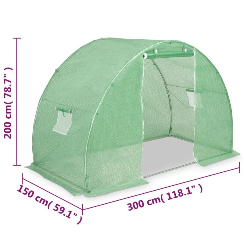 vidaXL Skleník 4,5 m² 300x150x200 cm