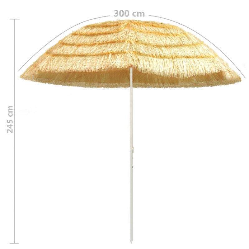 vidaXL Plážový slnečník, prírodný 300 cm, havajský štýl