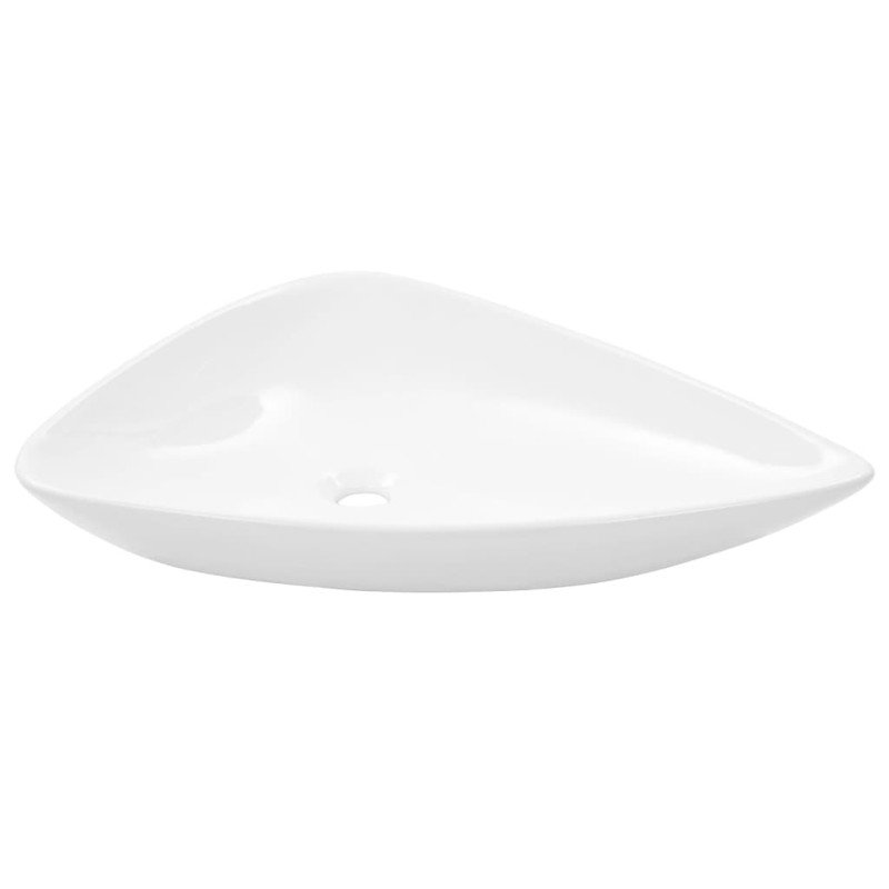 vidaXL Keramické umývadlo biele 645x455x115 mm trojuholníkové