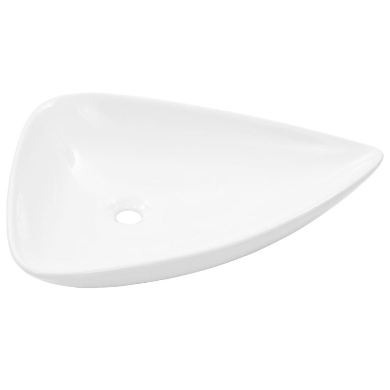 vidaXL Keramické umývadlo biele 645x455x115 mm trojuholníkové