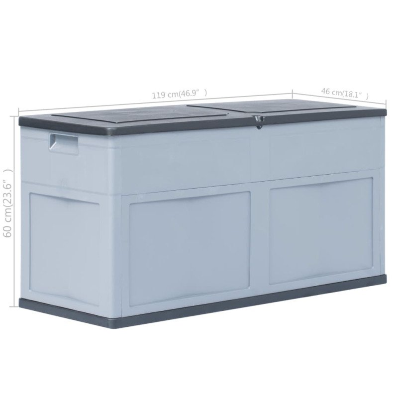 vidaXL Záhradný úložný box 320 l šedo-čierny