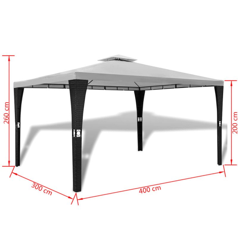 vidaXL Altánok so strechou 3x4 m, krémovo biely