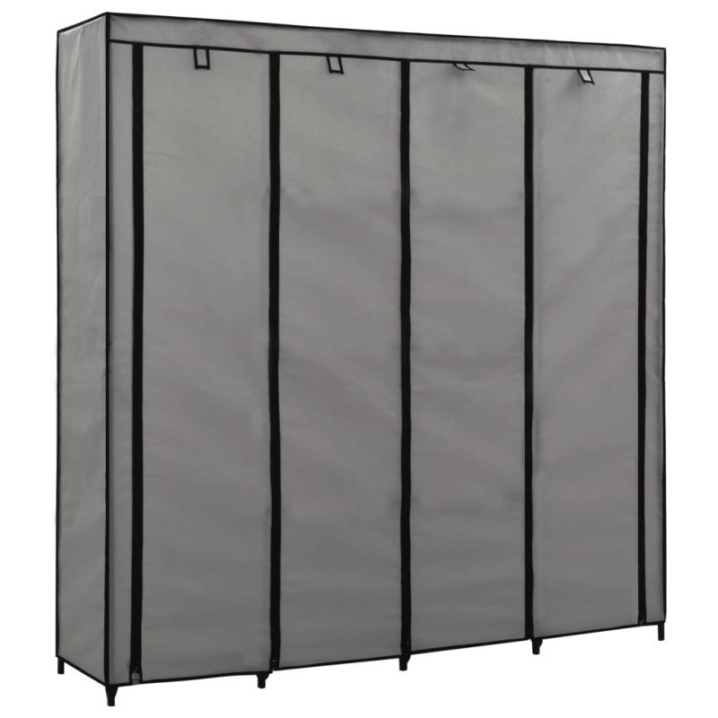 vidaXL Šatník so 4 priehradkami sivý 175x45x170 cm