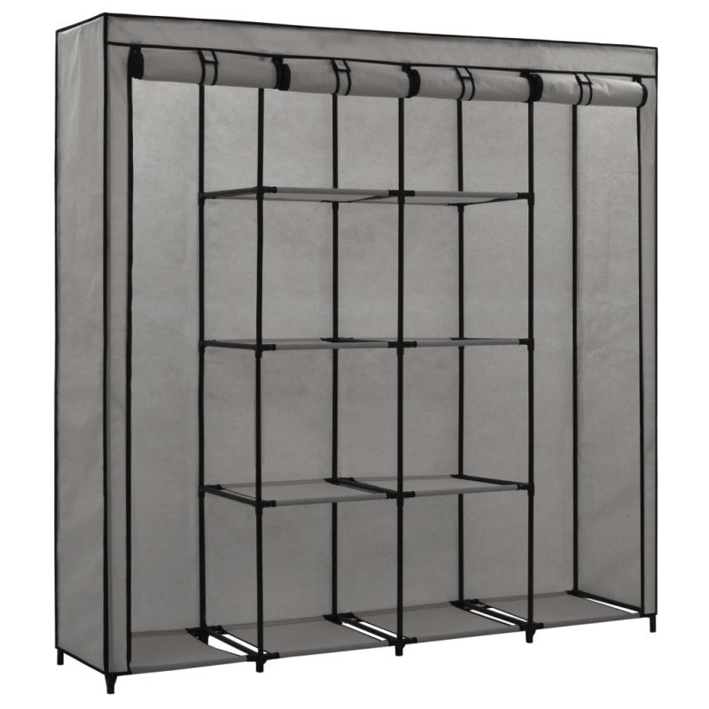 vidaXL Šatník so 4 priehradkami sivý 175x45x170 cm
