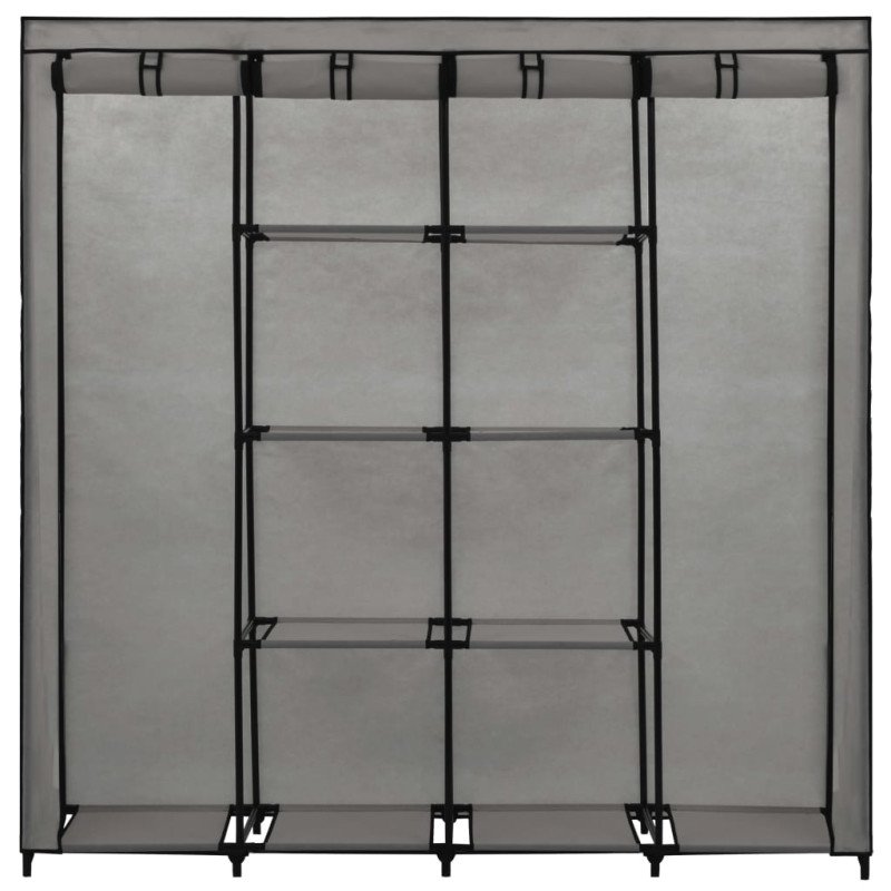 vidaXL Šatník so 4 priehradkami sivý 175x45x170 cm