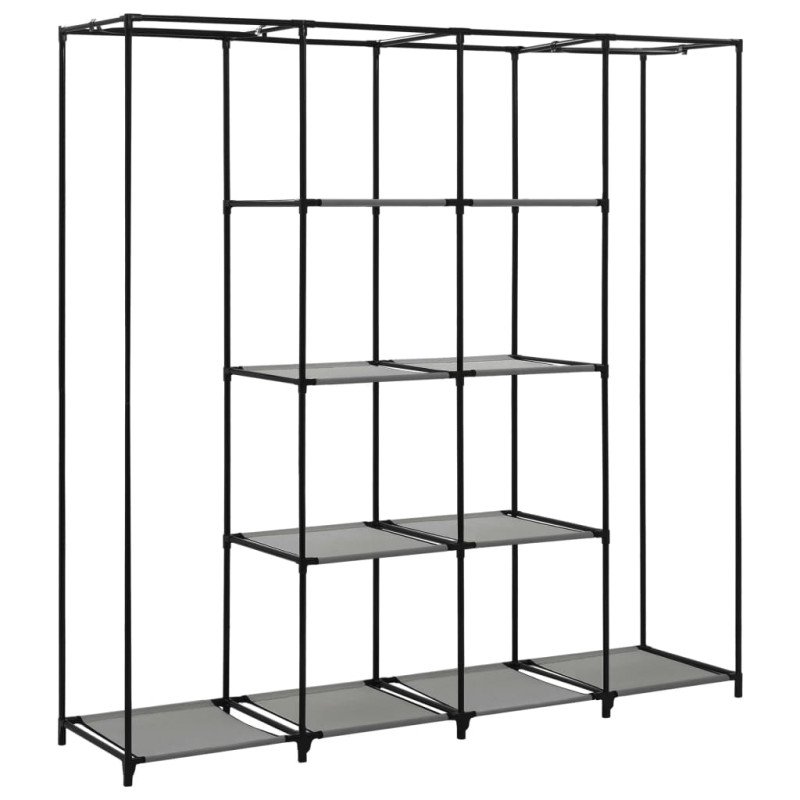 vidaXL Šatník so 4 priehradkami sivý 175x45x170 cm
