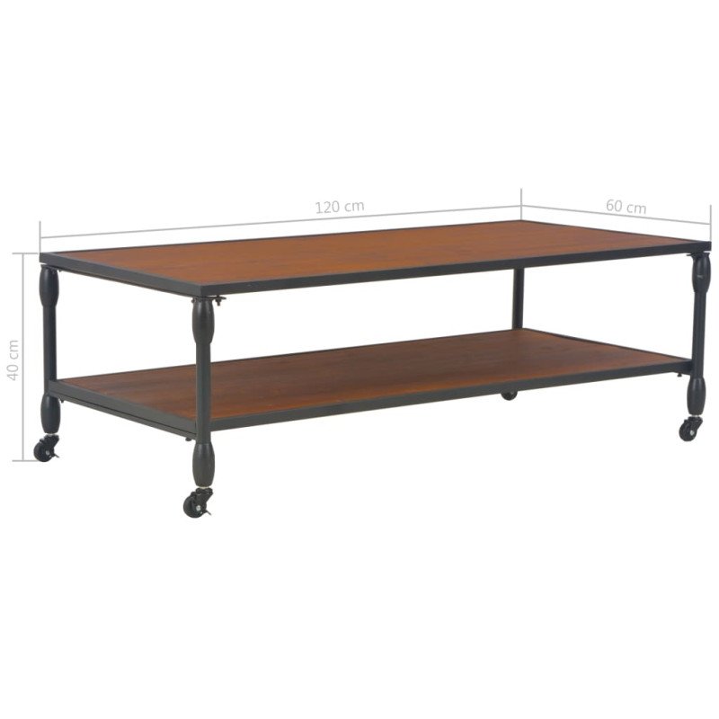 vidaXL Konferenčný stolík s policou 120x60x40 cm masívne jedľové drevo