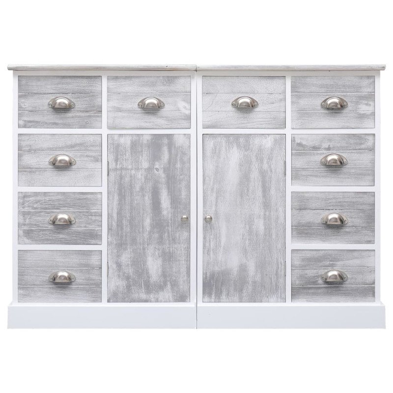 vidaXL Komoda s 10 zásuvkami sivá 113x30x79 cm drevená