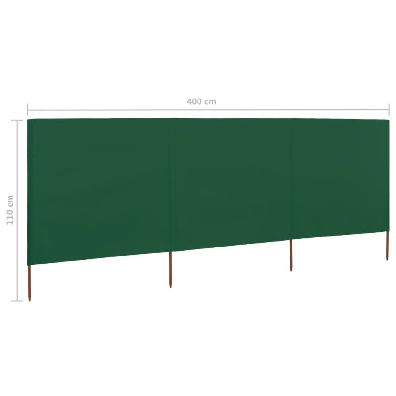 vidaXL 3-panelová zábrana proti vetru látková 400x80 cm zelená