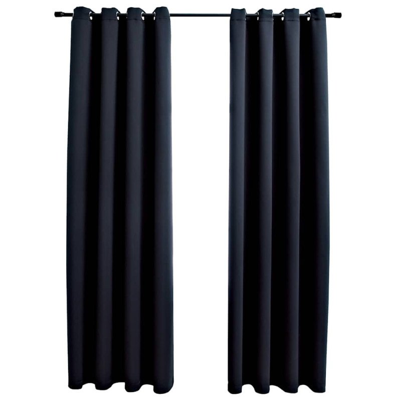 vidaXL Zatemňovacie závesy s kovovými očkami 2 ks, čierne 140x245 cm