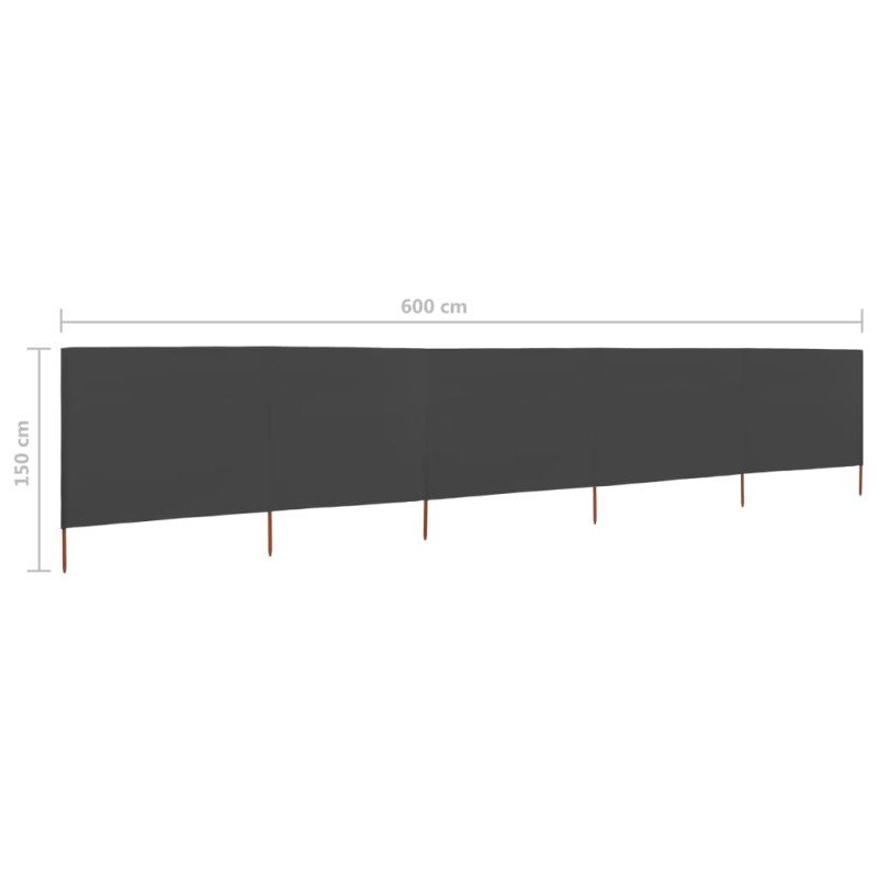 vidaXL 5-panelová zábrana proti vetru látková 600x120 cm antracitová